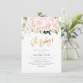 PixDezines Blush Rozen Anthuriums Baby shower Kaart (Staand voorkant)