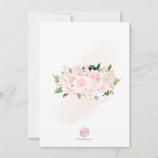 PixDezines Blush Rozen Anthuriums Baby shower Kaart (Achterkant)