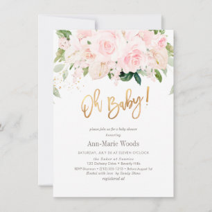 PixDezines Blush Rozen Anthuriums Baby shower Kaart