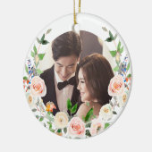 PixDezines Blush Rozen Wreate, eerste kerst Keramisch Ornament (Links)