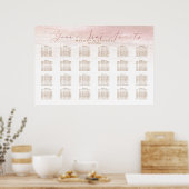 PixDezines Blush Shoreline+Roos Gold Seating Chart Poster (Keuken)