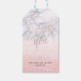 PixDezines Blush Snow Bokeh+Marble Dank u Cadeaulabel