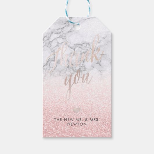 PixDezines Blush Snow Bokeh+Marble Dank u Cadeaulabel (Voorkant)