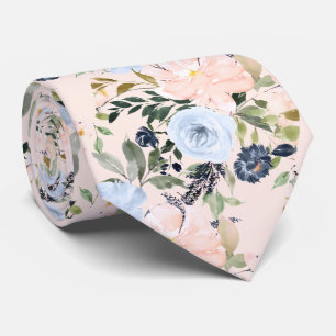 PixDezines Blush Stof Blauw H2 Botanisch Stropdas