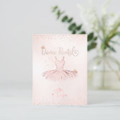 PixDezines Blush Tutu en Vlinders Dansrecital Kaart (Staand voorkant)