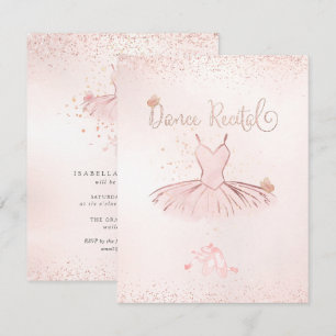 PixDezines Blush Tutu en Vlinders Dansrecital Kaart
