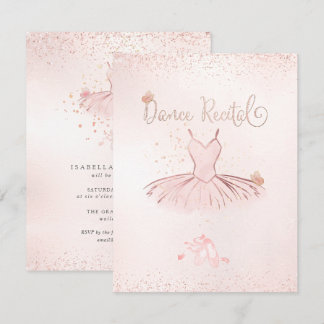 PixDezines Blush Tutu en Vlinders Dansrecital Kaart