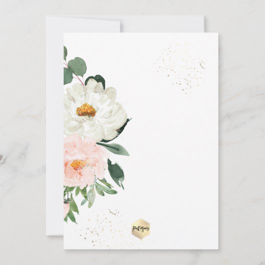 PixDezines Blush Waterverf Doopbloemen Kaart (Achterkant)