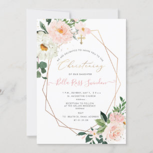 PixDezines Blush Waterverf Doopbloemen Kaart