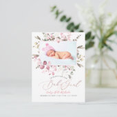 PixDezines Blush Waterverf Flowers Meisje Geboorte Briefkaart (Staand voorkant)