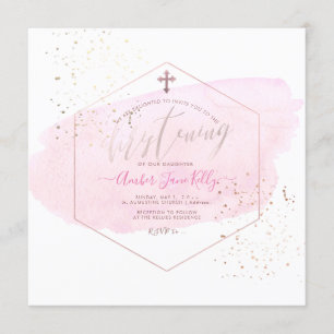 PixDezines Blush Waterverf+Honeycomb Christening Kaart