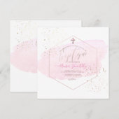 PixDezines Blush Waterverf + Honingraat doop Kaart (Voorkant / Achterkant)