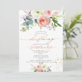 PixDezines Blush Waterverf Peonies Christening Kaart (Staand voorkant)