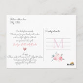 PixDezines Blush Waterverf Pioenjes Meisje Geboort Briefkaart (Achterkant)