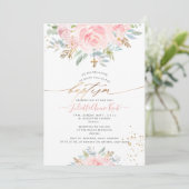 PixDezines Blush Waterverf Rozen Baptisme Kaart (Staand voorkant)