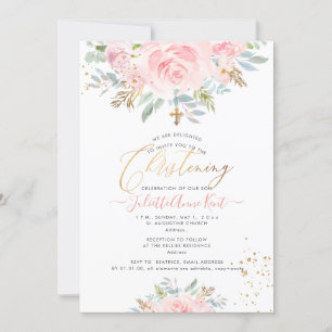 PixDezines Blush Waterverf Rozen Christening  Kaart