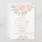 PixDezines Blush Waterverf Rozen Doop Kaart (Voorkant)