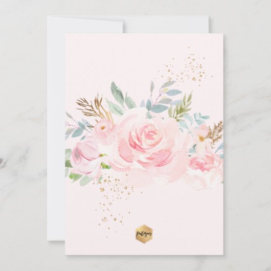 PixDezines Blush Waterverf Rozen Doop Kaart (Achterkant)