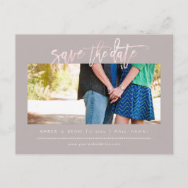 PixDezines BlushFaux Roos Goud Modern Brush Script Aankondigingskaart