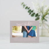 PixDezines BlushFaux Roos Goud Modern Brush Script Aankondigingskaart (Staand voorkant)