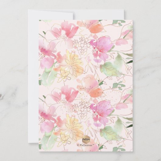 PixDezines Blushing Romance, Bewaar de datum Kaart (Achterkant)