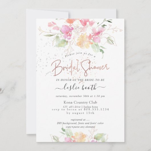 PixDezines Blushing Romance Sweetpea Bruiloftsfees Kaart (Voorkant)