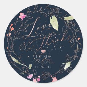 PixDezines Blushing Romance, Waterverf Dank u Ronde Sticker