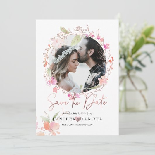 PixDezines Blushing Romance Wavercolor Flower Kaart (Staand voorkant)