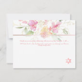 PixDezines Blushing Sweetpea Mitzvah Dank u ✡ RSVP Kaartje (Achterkant)