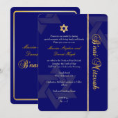 PixDezines Bnai Mitzvah/dark blue/gold/diy color Kaart (Voorkant / Achterkant)