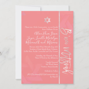 PixDezines B'Nei Mitzvah, Blush+Coral Kaart
