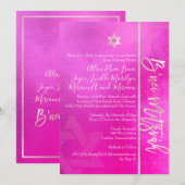 PixDezines B'Nei Mitzvah, Blush+Pink Kaart (Voorkant / Achterkant)