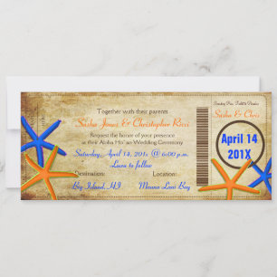 PixDezines Boarding Pass+Beach Wedding Invitations Kaart