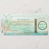 PixDezines Boarding Pass+Beach Wedding Invitting Kaart (Voorkant / Achterkant)