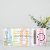 PixDezines Boarding Pass+Beach Wedding Invitting Kaart (Staand voorkant)