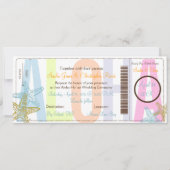 PixDezines Boarding Pass+Beach Wedding Invitting Kaart (Voorkant)