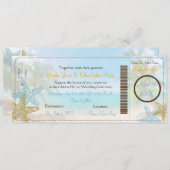 PixDezines Boarding Pass+Beach Wedding Invitting Kaart (Voorkant / Achterkant)