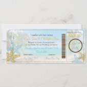PixDezines Boarding Pass+Beach Wedding Invitting Kaart (Voorkant)