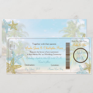PixDezines Boarding Pass+Beach Wedding Invitting Kaart