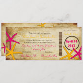 PixDezines Boarding Pass+Beach Wedding Invitting Kaart (Voorkant / Achterkant)