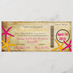 PixDezines Boarding Pass+Beach Wedding Invitting Kaart