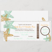 PixDezines Boarding Pass+Beach Wedding Invitting Kaart (Voorkant / Achterkant)