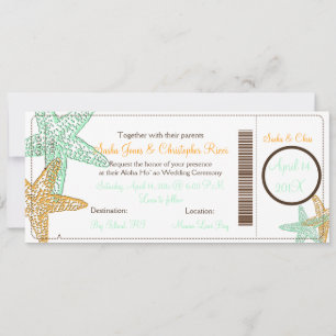 PixDezines Boarding Pass+Beach Wedding Invitting Kaart