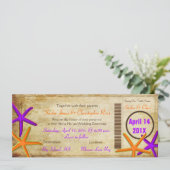 PixDezines Boarding Pass+Beach Wedding Invitting Kaart (Staand voorkant)