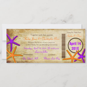 PixDezines Boarding Pass+Beach Wedding Invitting Kaart
