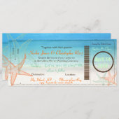 PixDezines Boarding Pass+Beach Wedding Invitting Kaart (Voorkant / Achterkant)