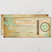 PixDezines Boarding Pass+Beach Wedding Invitting Kaart (Voorkant / Achterkant)
