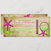 PixDezines Boarding Pass+Beach Wedding Invitting Kaart (Voorkant / Achterkant)