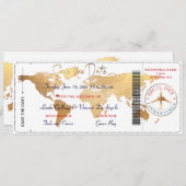 PixDezines Boarding Pass Bewaar de datum, Wereldka Kaart (Voorkant / Achterkant)