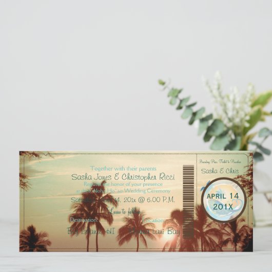 PixDezines Boarding Pass  hawaii sunset Kaart (Staand voorkant)